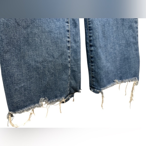 Risen medium wash raw edge Denim Jeans - Picture 3 of 7